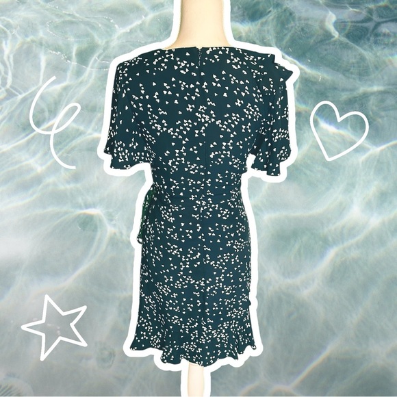 Rebecca Vallance Navy Blue ‘Flores’ Ruffled Printed Crepe Wrap Mini Dress Size 2 - Picture 13 of 15